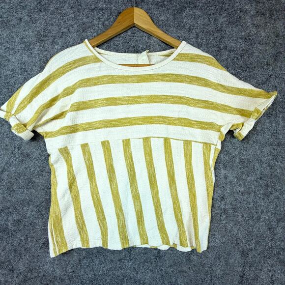 Storia Tops - Storia Knit Top Womens Medium White‎ Yellow Coastal Scandi Natural French Girl